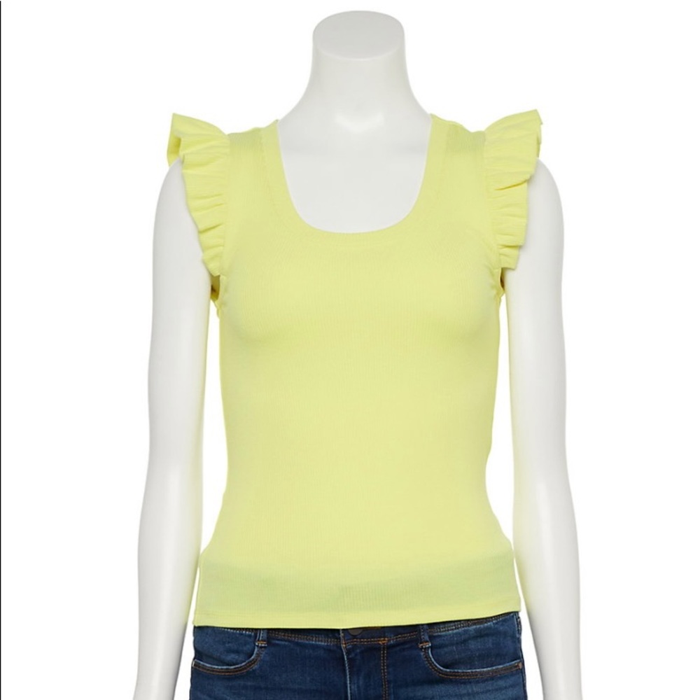 SO Flutter Sleeve Ribbed Knit Tee